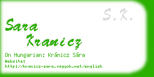 sara kranicz business card
